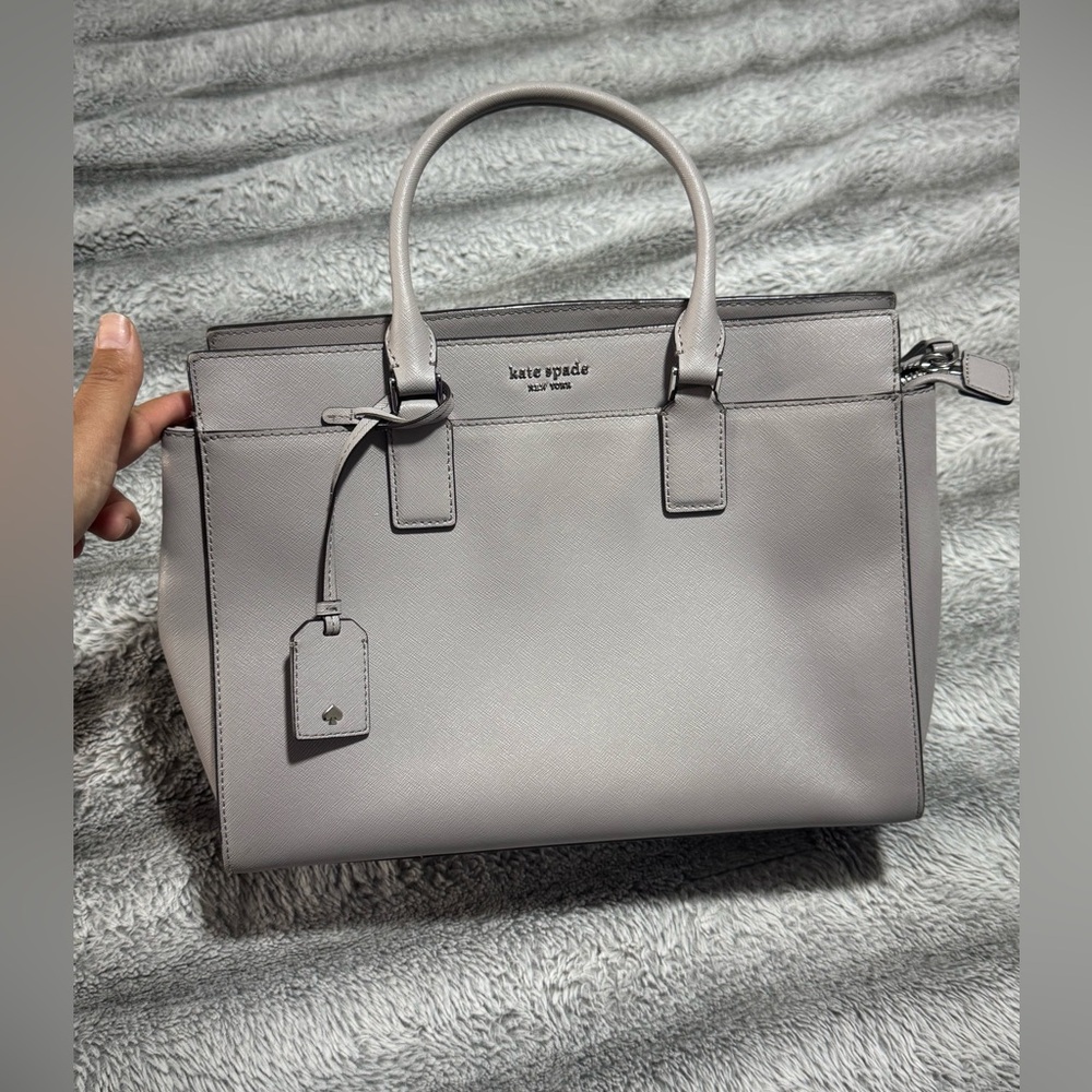 kate spade Light Gray Leather Satchel with Top Handles